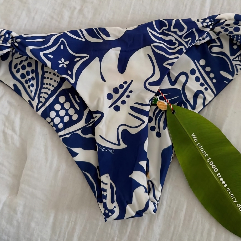 Farm RIO Blue and White Floral Bikini Bottom